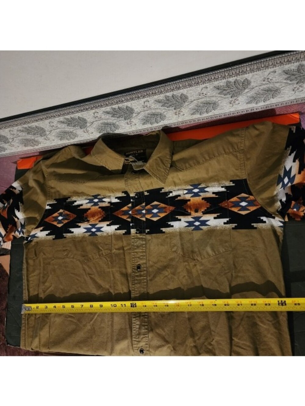 Vintage Wrangler Rustler Center Southwestern Aztec Print Short-Sleeve Snap XLT - Picture 9 of 10